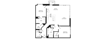 A black and white image of a floor plan for a house.