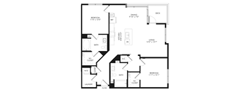 A black and white image of a floor plan for a home.
