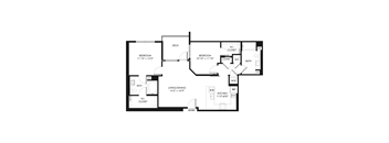A black and white image of a floor plan for a house.