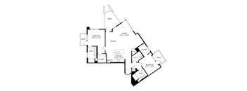 A black and white image of a floor plan for a house.