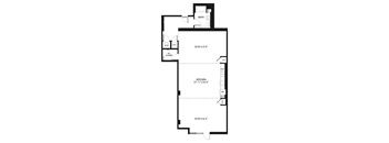 A floor plan of a kitchen with a bathroom and a w/d.