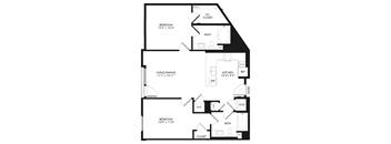 A black and white image of a floor plan for a home.