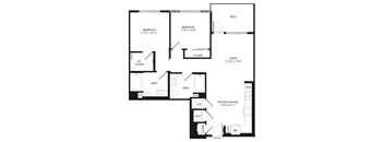 A black and white image of a floor plan for a house.