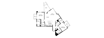 A black and white image of a floor plan for a house.