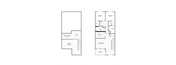 a floor plan of two different floors of a house