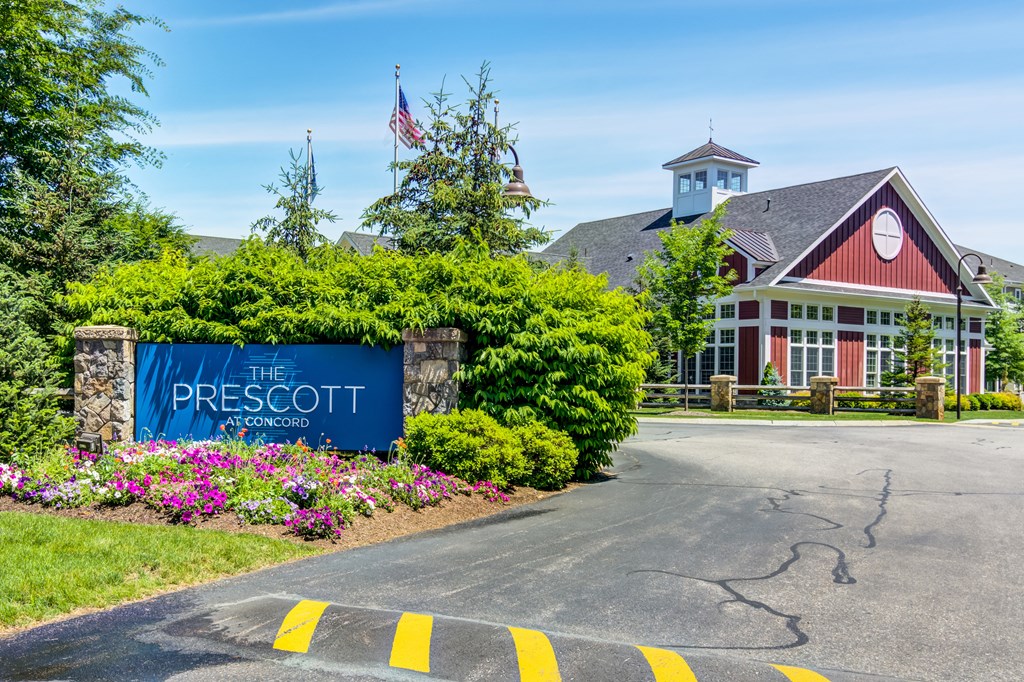 The Prescott at Concord property entrance and community sign