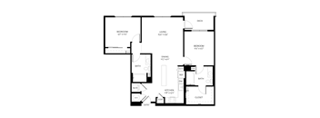 A black and white image of a floor plan for a home.