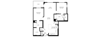 A black and white image of a floor plan for a house.
