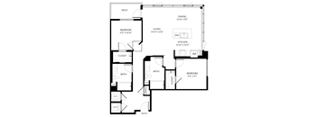 A black and white floor plan of a house with labeled rooms.