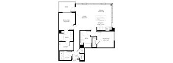 A black and white image of a floor plan for a house.