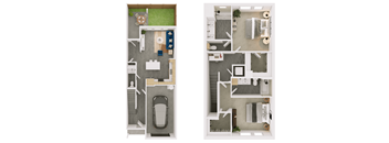 two views of a floor plan of a house