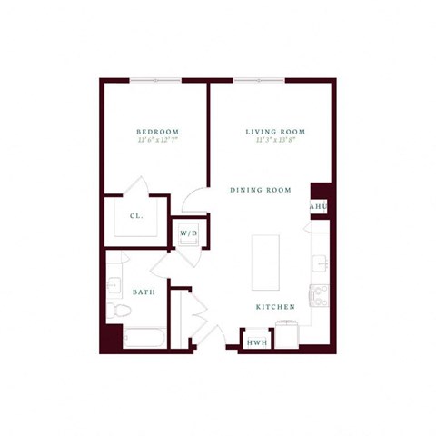 a floor plan of a bedroom floor plan with an open