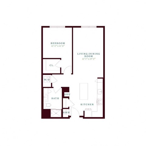 floor plan of a 1 bedroom floor plan