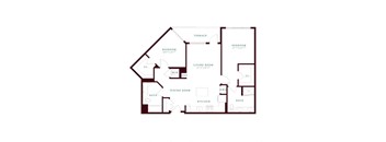 a floor plan of a unit with bedrooms and baths