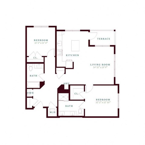 two bedroom floor plan  the residence at
