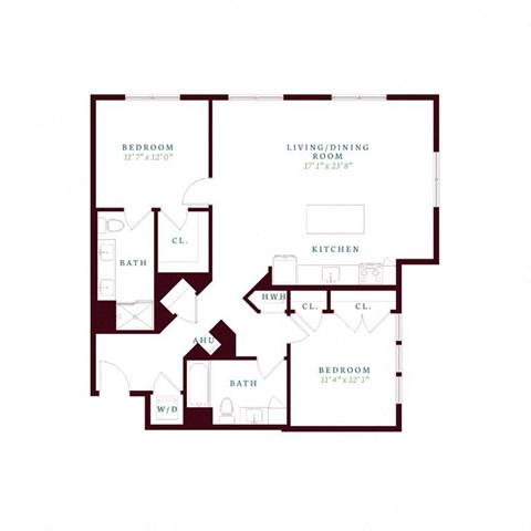 two bedroom floor plan  the residence at