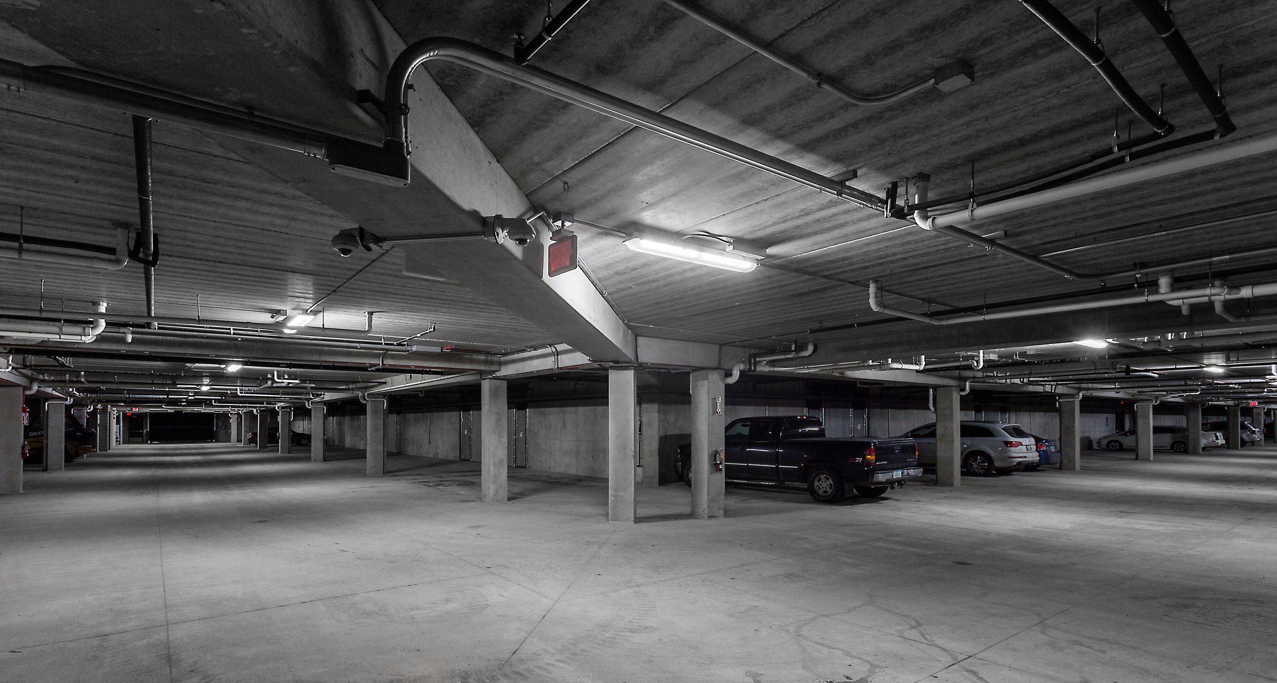 an underground parking garage