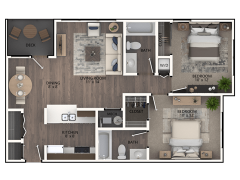 Hickory 2 Bedroom