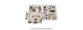 3D floor plan at Auburn Glen Apartments, Jacksonville