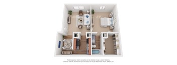 a 1 bedroom floor plan with a bathroom and a living room at Avery Trace, Port Arthur, TX, 77642