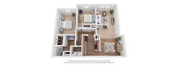 a stylized floor plan with a bedroom and living room at Avery Trace, Port Arthur, TX, 77642