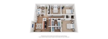 a 3 bedroom floor plan is shown in this rendering at Avery Trace, Port Arthur, TX, 77642