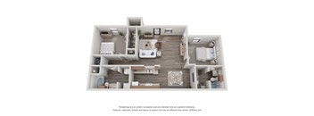 a stylized 3d floor plan with a bedroom and living room at Chapel Ridge of Stillwater, Stillwater, Oklahoma