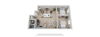 a stylized floor plan with a bedroom and living room at Colonial Drive Apartments, Orlando, FL