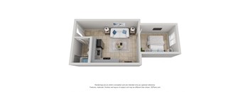 a 1 bedroom floor plan with a bathroom and a living room at Colonial Drive Apartments, Orlando, FL