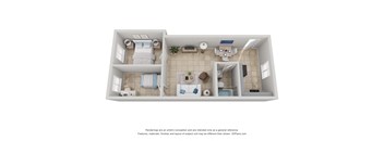 a stylized floor plan of a studio apartment at Colonial Drive Apartments, Orlando, FL