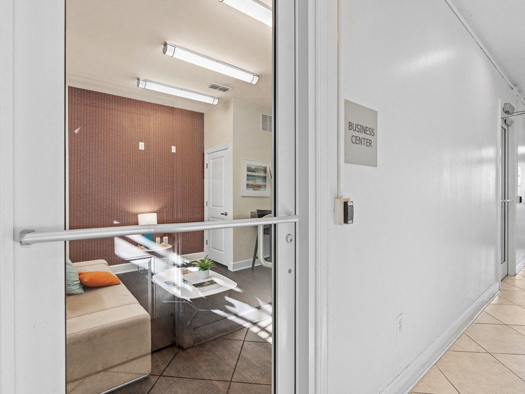 a view of a living room from a glass door at Lake Lofts at Deerwood, Florida