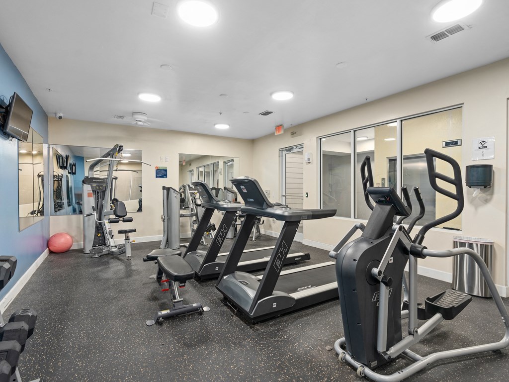 the gym at the preserve at green valley townhomes in green valley va at Lake Lofts at Deerwood, Jacksonville, FL