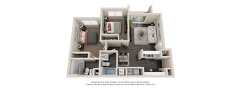 2BD/2B Floor Plan at Oak Chase II, Tampa, Florida