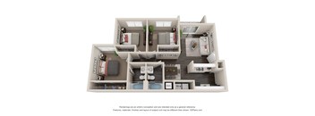 3BD/2B Floor Plan at Oak Chase II, Tampa