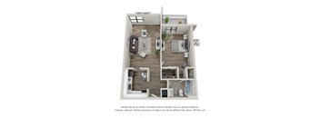 1 Bedroom 3D Floor Plan  at Club at Emerald Waters, Hollywood, 33021