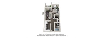 Studio 3D Floor Plan  at Club at Emerald Waters, Hollywood, FL