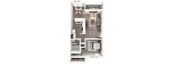 the 3 bedroom floor plan of a 2100 sq ft apartment at Lakeside Villas, Orlando