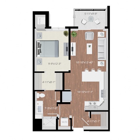 a floor plan of a home with a bedroom and a living room