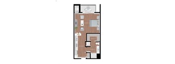 a floor plan of a 1 bedroom apartment