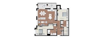 a floor plan of a house with bedrooms and a living room