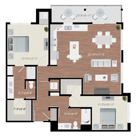 a floor plan of a house with bedrooms and a living room
