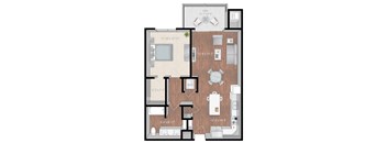 a floor plan of a residence with a wood floor