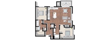 a floor plan of a house with a wooden floor