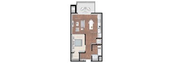 a floor plan with a wood floor