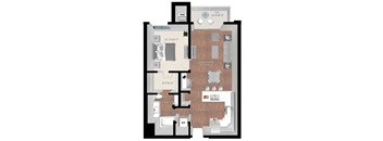 a floor plan of a house with a wooden floor