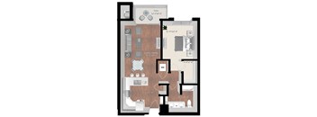 a floor plan of a residence with a wooden floor