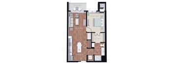 a floor plan is shown with a wood floor