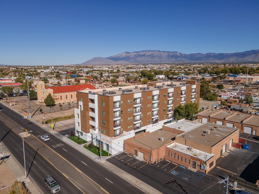 Cresta North Valley Apartments in Albuquerque, NM Exterior drone image of Cresta North Valley Apartments in Albuquerque, NM