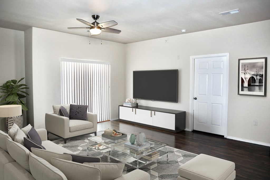 Cresta North Valley Apartments in Albuquerque, NM Living room in a Cresta North Valley apartment in Albuquerque, NM