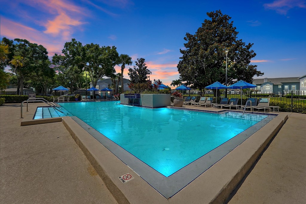 pool sunset